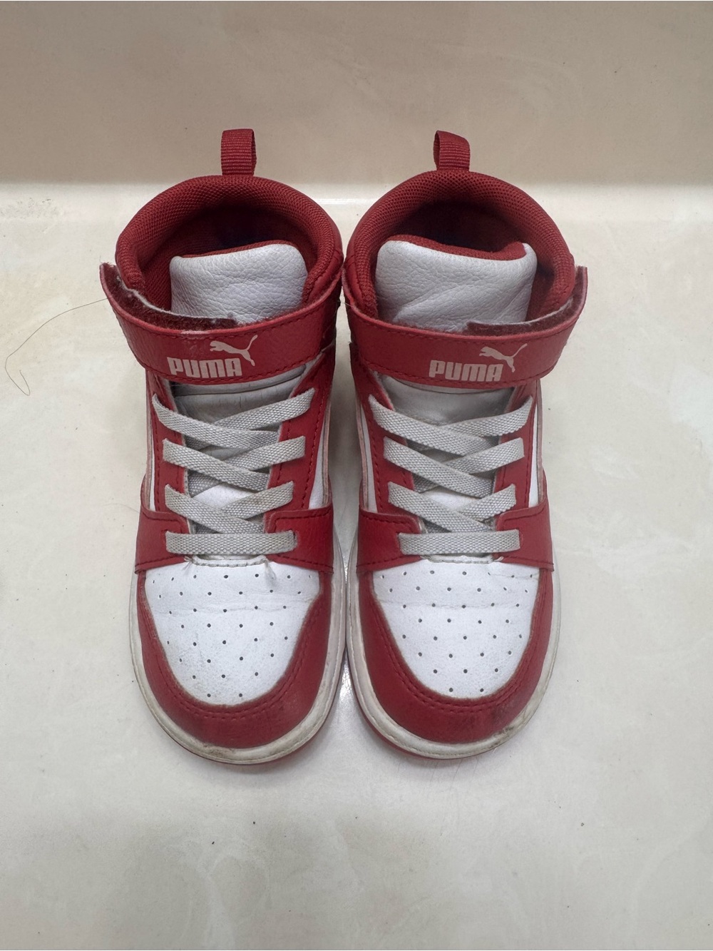 PUMA Girls High Top Sneakers Red Pink White Size 10 mid-top